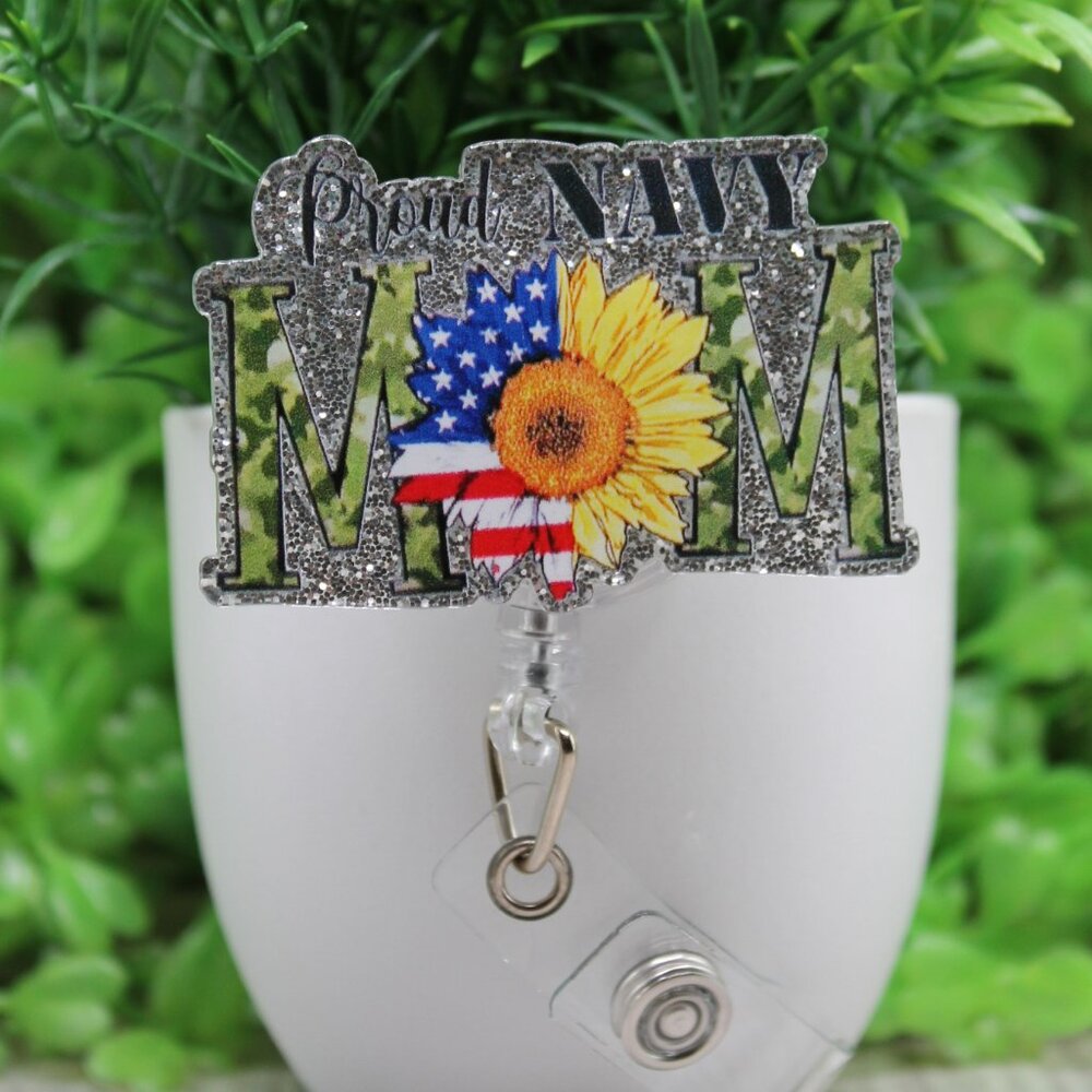 Proud Navy Mom Badge/ID Holder Reel